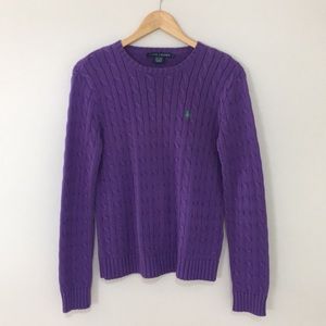 Ralph Lauren Purple Cable Knit Sweater, Large